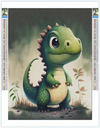 Kits de pintura de diamantes para adultos, peculiar pequeño dinosaurio redondo de taladro completo 5D DIY kits de arte de pintura de diamantes para