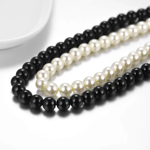 Miniatura 4 de U7 Collares de perlas para hombres y mujeres, hebra de perlas cultivadas en agua dulce, perlas sintéticas, collar de perlas barrocas, collar