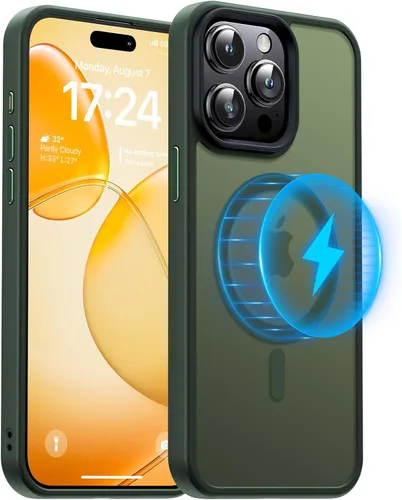Meifigno Magic Mag Series - Funda diseñada para iPhone 15 Pro, protección de grado militar y compatible con MagSafe, parte trasera mate translúcida