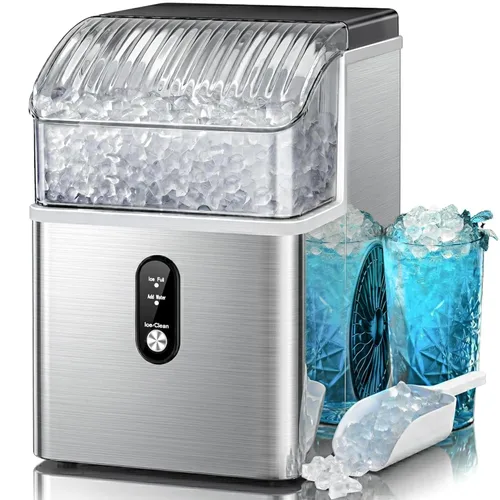 Miniatura 8 de Kismile Nugget - Máquinas de hielo para encimera, portátil con hielo triturado, 35 libras/día, autolimpieza, operación con un clic para uso