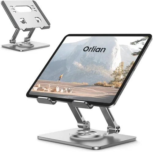 Miniatura 10 de Soporte para Tablet con Base Giratoria de 360° de Aluminio Ajustable de Doble Varilla para Todos los iPad de 5.8-12.9”, Samsung, Teléfono Tablet