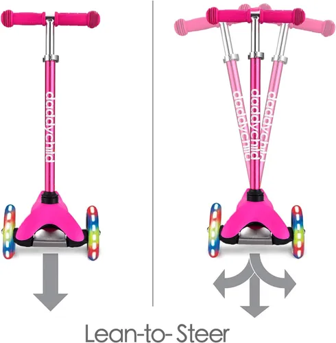 Miniatura 5 de 3-Wheel Kick Scooter for Kids Ages 3-8 Lean-to-Steer Toddler Scooter with Extra Wide Light Up Wheels, 4 Adjustable Heights, Foldable Scooters for