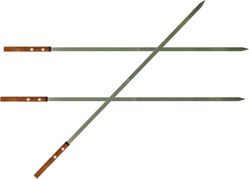 Miniatura 7 de Brochetas planas de media pulgada para barbacoa de acero inoxidable con mango de madera maciza para asar estilo brasileño Kebob Koubideh Kebab turco