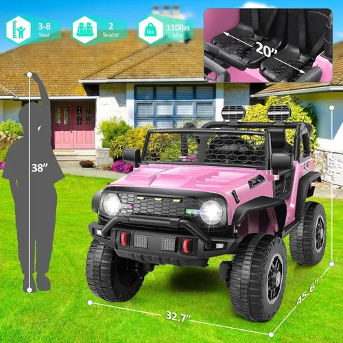 Miniatura 6 de Hikole Autos de paseo XL 4x4 de 2 asientos con control remoto, asiento de 20 pulgadas de ancho, 4WD/2WD intercambiable, 3 velocidades, suspensión