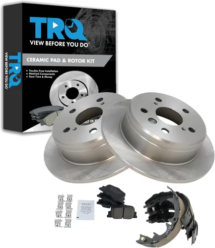 Miniatura 149 de TRQ Kit de pastillas de freno y rotor Posi trasero premium con zapatas de estacionamiento para camión GM SUV
