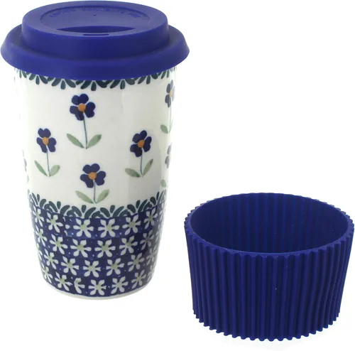 Miniatura 17 de Blue Rose Polish Pottery - Taza de café de viaje de mariposa amarilla y azul - 12 oz - Taza para llevar, se adapta a la mayoría de portavasos