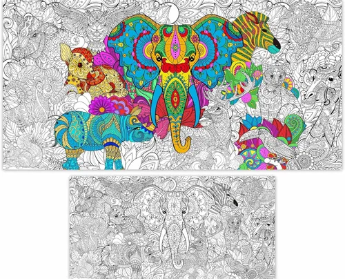 Miniatura 10 de Naozinebi Pósteres de mandala gigante para colorear, grandes carteles motivacionales para colorear con texto en inglés "Follow Your Dreams", mantel