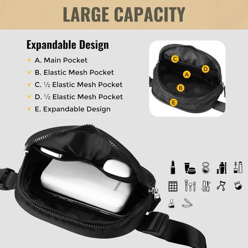 Miniatura 3 de ProCase Riñonera mejorada para hombres y mujeres, a la moda, impermeable, para correr, con correa resistente ajustable y doble cremallera