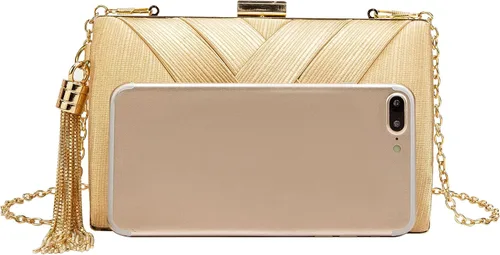 Miniatura 7 de Elegante bolso de mano de seda con colgante de borla para mujer, para novia, boda, graduación, fiesta de noche