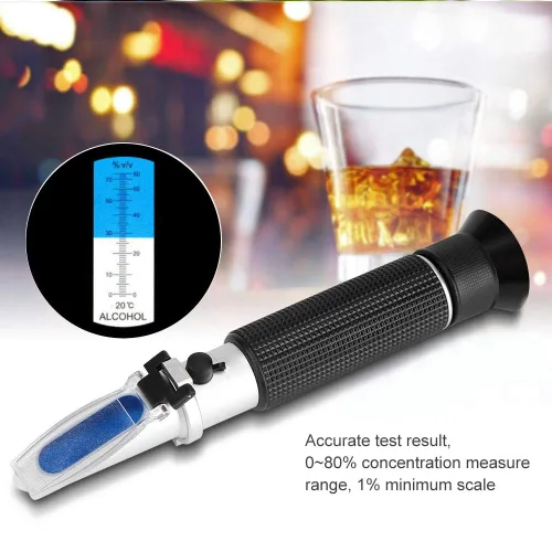Miniatura 5 de Refractómetro de alcohol para porcentaje de volumen de alcohol espirituoso, probador de alcohol de mano con compensación automática de temperatura