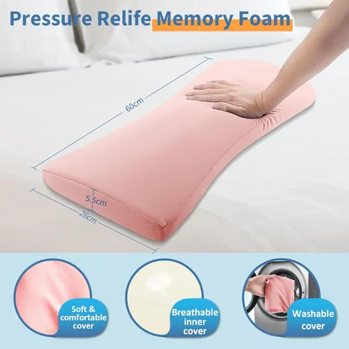 Miniatura 7 de Almohada de apoyo lumbar para aliviar el dolor de espalda: almohada de espalda baja para dormir - Almohada de cintura de espuma viscoelástica - Rosa