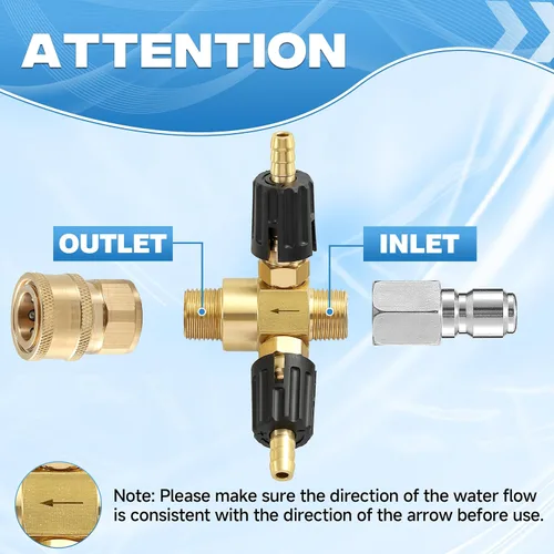 Miniatura 4 de JOEJET inyector aguas abajo para lavadora a presión, kit de inyección de químicos de doble reborde ajustable con conexión rápida de 3/8 pulgadas