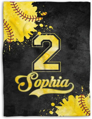 Miniatura 21 de Manta de sóftbol personalizada, manta de bandera de EE. UU., manta de forro polar Sherpa suave y acogedora, manta de sóftbol para mamá, hija, niño