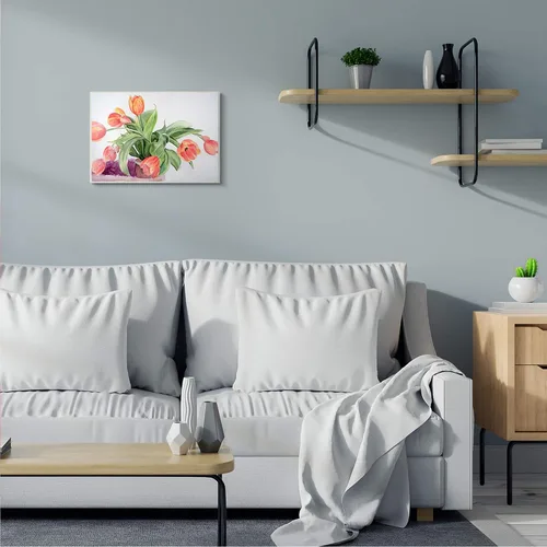 Miniatura 2 de Stupell Industries Placa de pared con diseño de tulipanes rojos y naranjas bailando sobre blanco, diseño de Melissa Hyatt LLC, 13 x 19 pulgadas