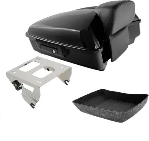 Miniatura 13 de TCMT Pestillos Negros de 10.7" para Maletero Cortado, Almohadilla de Respaldo, Luz Trasera LED con Señal de Giro Compatible con Harley Touring