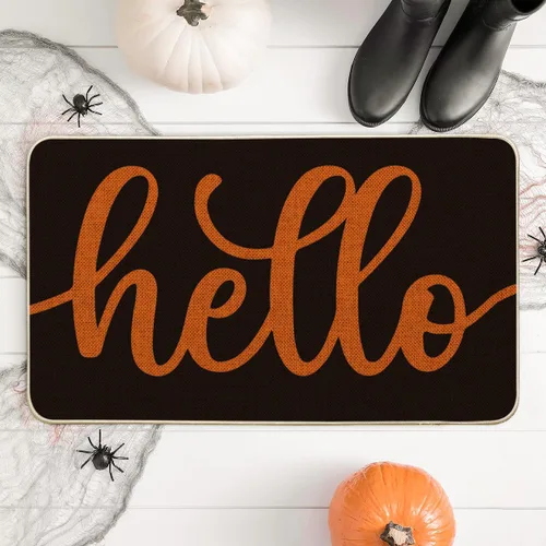 Miniatura 2 de Artoid Mode Felpudo de Halloween negro y naranja, decoración del hogar, tapete de bajo perfil, tapete para puerta de interior y exterior, 17 x 29