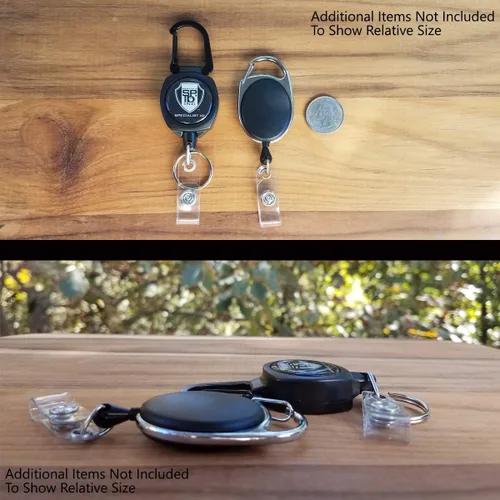 Miniatura 5 de Resistente placa de acompañante carabinero y Clave carrete por KEY-BAK con tres tarjeta policarbonato de identificación titular por Specialist ID