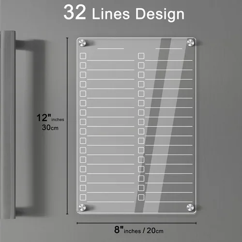 Miniatura 5 de Pizarra magnética acrílica de borrado en seco para refrigerador, pizarra blanca magnética transparente de 12 x 8 pulgadas, lista de tareas