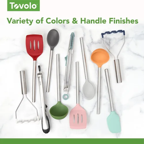 Miniatura 7 de Tovolo Cucharón de silicona con mango de acero inoxidable para cocinar conservas, servir sopa, ponche de sopa, salsa de guiso, cuchara grande
