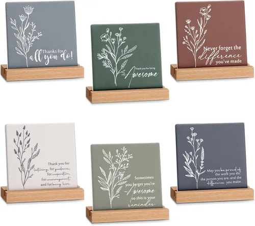 Miniatura 8 de Sieral 6 paquetes de regalos de agradecimiento para empleados para mujeres, decoración de escritorio con letrero inspirador de agradecimiento