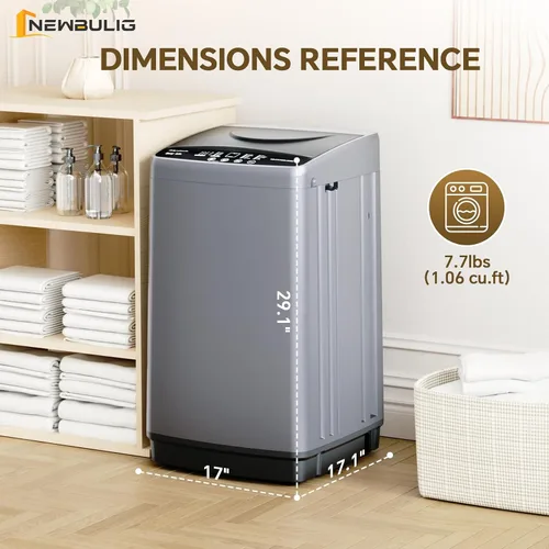 Miniatura 2 de NEWBULIG Lavadora portátil de 1.06 pies cúbicos, capacidad de 7.7 libras, lavadora compacta completamente automática con 10 ciclos de lavado