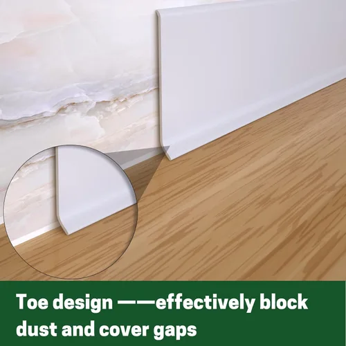 Miniatura 6 de Moldura flexible para zócalo, 4 pulgadas x 20 pies, base de vinilo para despegar y pegar, base de pared de goma autoadhesiva (S100, blanco)