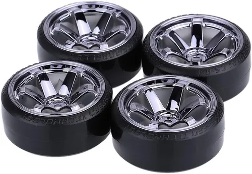 Miniatura 9 de GoolRC Juego de 4 neumáticos de automóvil de deriva 1/10 para Traxxas HSP Tamiya HPI Kyosho On-Road Drifting Car (negro)