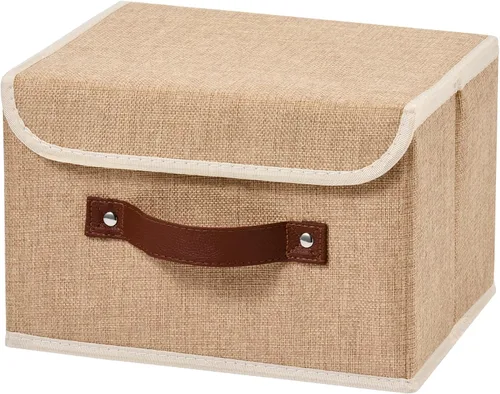 Miniatura 46 de Cajas de almacenamiento con tapa, contenedores de almacenamiento de tela de lino y algodón, contenedores organizadores, cestas decorativas plegables
