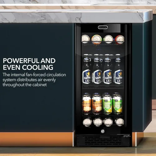 Miniatura 3 de Whynter BBR-801BG Refrigerador de Bebidas Empotrable y Enfriador Mini Nevera con Puerta de Vidrio con Cerradura, 3.0 Pies Cúbicos, Negro, 100