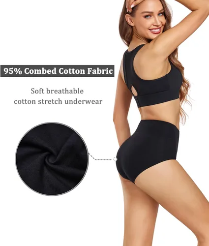 Miniatura 4 de wirarpa - Ropa interior para mujer, cintura alta y cobertura completa, paquete de 5unidades (tallas regular y extragrande)