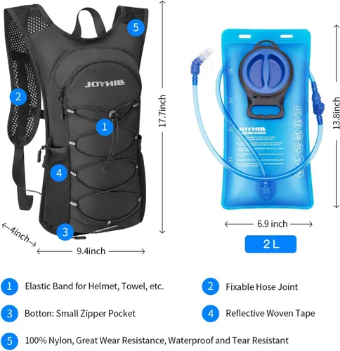 Miniatura 3 de JOYHILL Vejiga de hidratación de TPU, vejiga de agua de 1.5L 2L 3L para mochila de senderismo sin BPA a prueba de fugas paquete de hidratación
