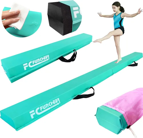 Miniatura 17 de Viga de equilibrio plegable de 6 pies/9 pies para niños de 3 a 15 años - Viga de suelo de gimnasia plegable, antideslizante, bolsa de transporte