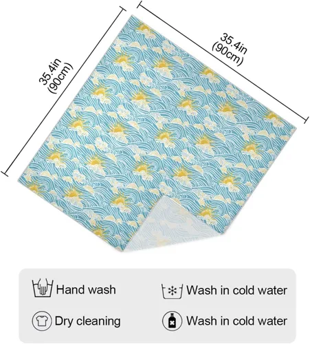 Miniatura 4 de Silk square Retro Sky Sun Waves scarves and wraps elegant for women for evening 35.4 Inches bufandas para mujer