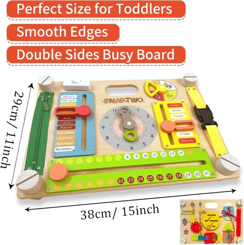 Miniatura 5 de Tabla de Actividades Montessori de Doble Cara para Niños Pequeños de 3-5 años, Entrena las Habilidades Motoras Finas de los Bebés, Juguete