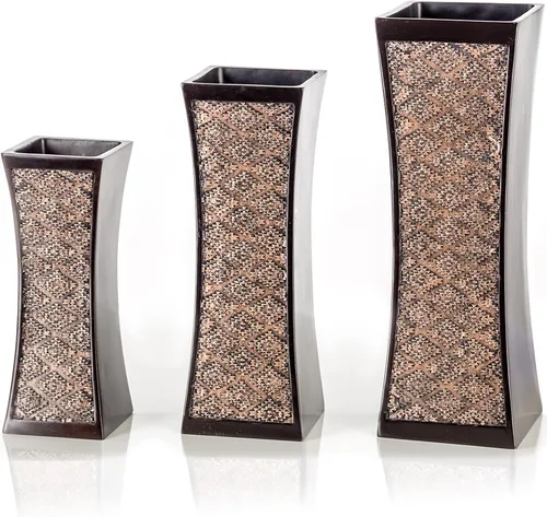 Miniatura 9 de Creative Scents Jarrones marrones de Dublín para centros de mesa de decoración, juego de 3 jarrones de flores ideales para decoración del hogar