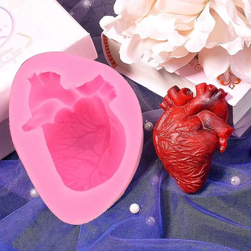 Miniatura 8 de WYD 2 piezas de molde de mousse de helado de corazón humano y cerebro 3D DIY Halloween órgano sorpresa molde de silicona para fondant de dulce