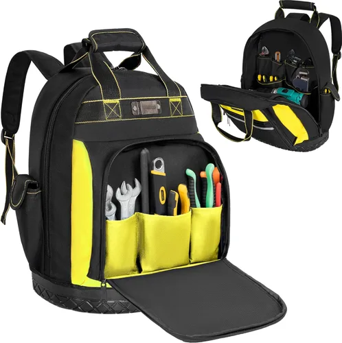 Miniatura 2 de Mochila de herramientas, bolsa de herramientas de trabajo con bolsillos multiusos, mochila de herramientas para reparador, electricista, manitas