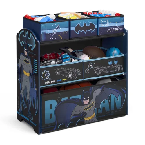 Miniatura 2 de Delta Children Design & Store - Organizador de almacenamiento de juguetes de 6 compartimientos, Batman, madera de ingeniería y 6 cubos de diseño