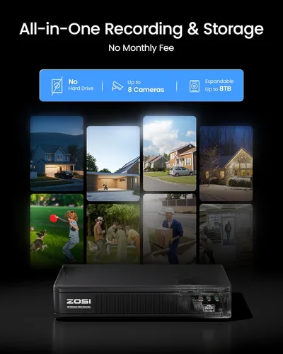 Miniatura 6 de ZOSI 8CH 720p AHD-TVI sistema de cámaras digitales 1080N grabadora DVR, con (8) HD 1280TVL cámaras CCTV para exteriores, con detección de clima