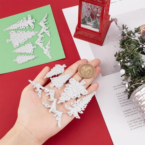 Miniatura 3 de CRASPIRE Plantillas de corte de metal para árbol de Navidad, plantillas de corte de bosque de montaña, plantas de pino, troqueles de corte de Feliz