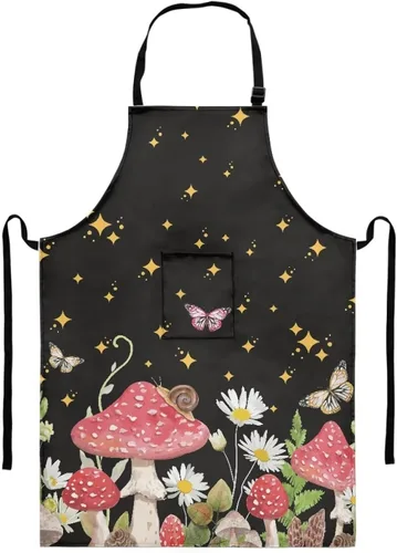 Miniatura 17 de GIFTPUZZ Delantal de chef para mujer con lazo largo y bolsillo frontal con correas