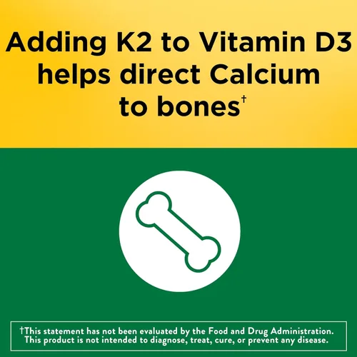Miniatura 3 de Nature Made Suplemento de Vitamina D3 K2, 5000 UI (125 mcg) Vitamina D para Huesos, Dientes, Músculos y Apoyo Inmunológico, 30 Cápsulas Blandas