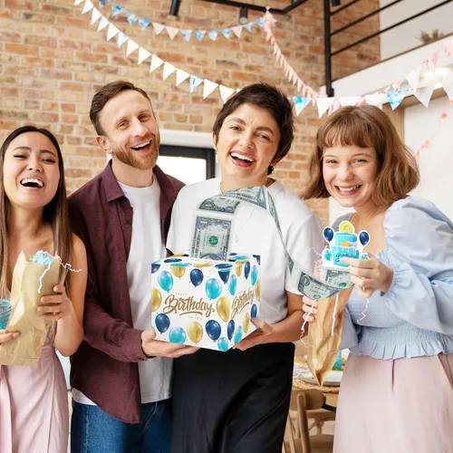 Miniatura 4 de Caja de dinero de feliz cumpleaños para regalo en efectivo, incluye tarjeta de feliz cumpleaños y 35 bolsas transparentes, divertido regalo