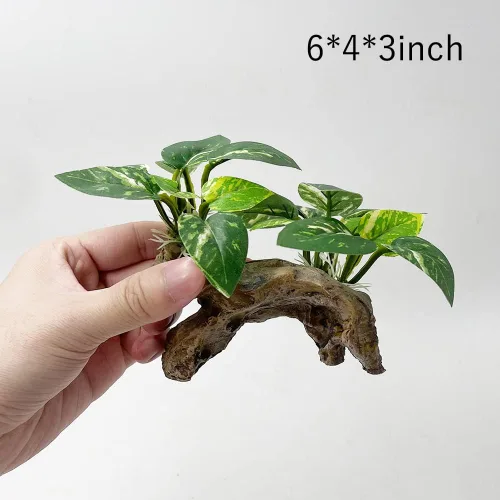 Miniatura 2 de Decoraciones de pecera, adornos de decoración de acuario, almohadilla de hoja de seda Betta, hamaca artificial de madera flotante, cueva de peces