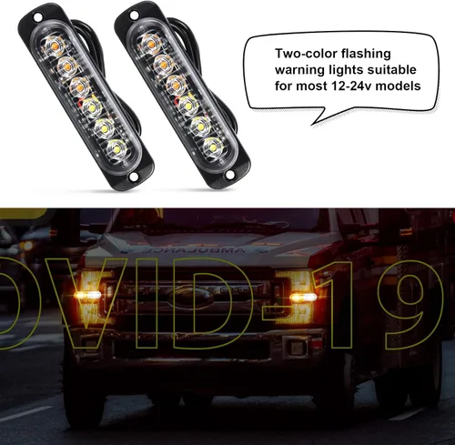 Miniatura 5 de Frienda 12 luces LED estroboscópicas ámbar 6 LED de advertencia de seguridad intermitente luz de rejilla cabeza de emergencia luces de advertencia