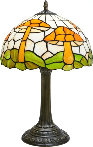 Miniatura 18 de Tiffany - Lámpara de mesa con vitrales de 12 pulgadas, hoja de uva verde, estilo Tiffany, lámpara vintage Nouveau para dormitorio, sala de estar