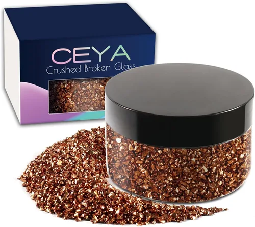 Miniatura 41 de Ceya 5.3 onzas/150g Vidrio Triturado Irregular Azul Neptuno Metálico Chips de Cristal Vidrio Roto Chips Purpurina 2-4mm Manualidades Purpurina