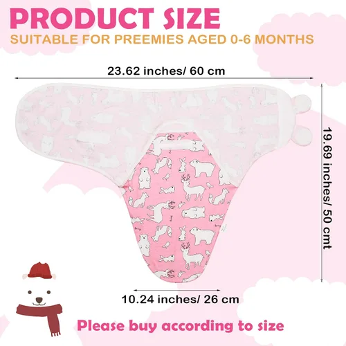Miniatura 2 de VitalCozy Paquete de 8 mantas con gorro para bebés prematuros de 0 a 6 meses, de algodón, para recién nacidos, para recién nacidos, para recién