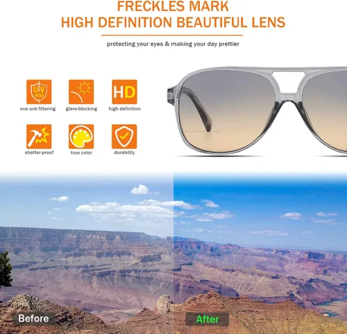 Miniatura 4 de Lentes de sol vintage retro de los años 70 para mujer y hombre, montura clásica, cuadrada y grande estilo aviador, lentes naranjas de moda UV400