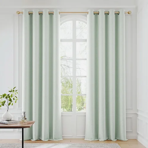 Miniatura 11 de FMFUNCTEX Cortinas florales 100% opacas para dormitorio, cortinas texturizadas en relieve azul de 63 pulgadas de largo para sala de estar, cortina